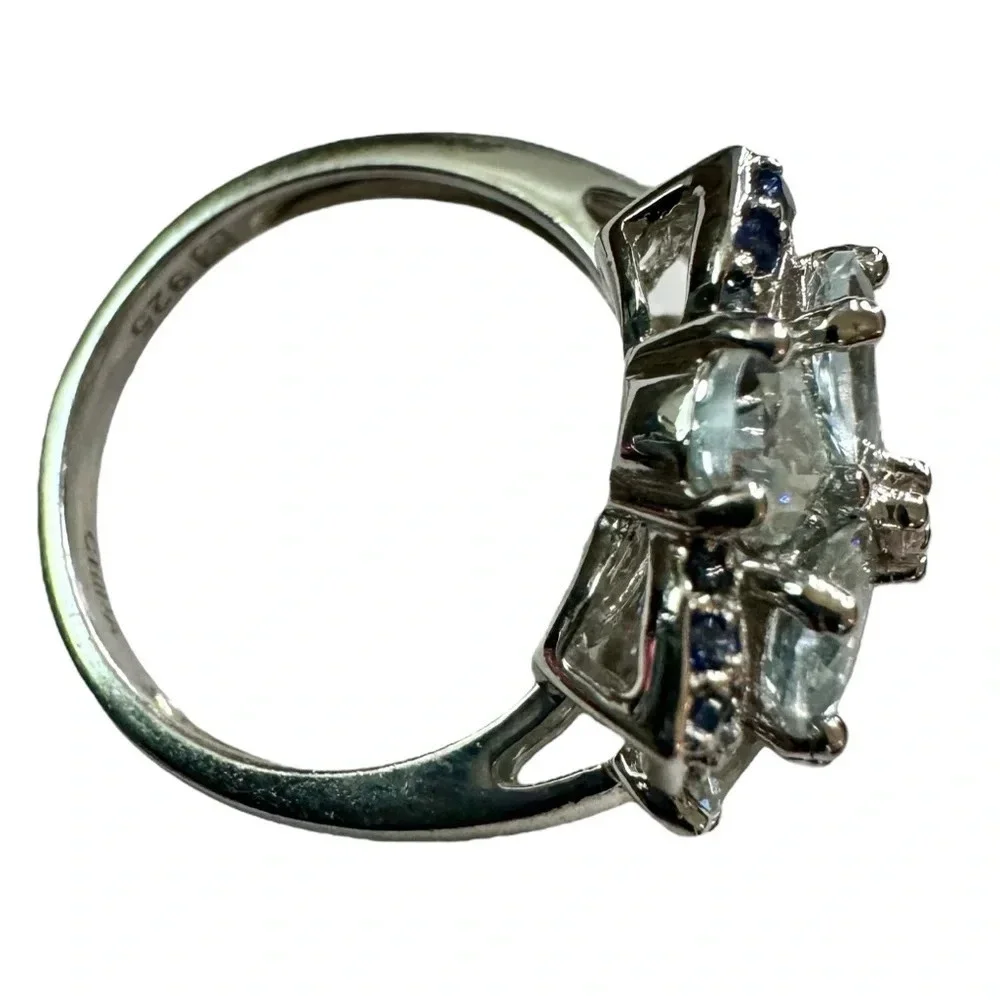 Michelle Albala Multi-Gemstone Framed Floral Sterling Silver Ring (5.25)